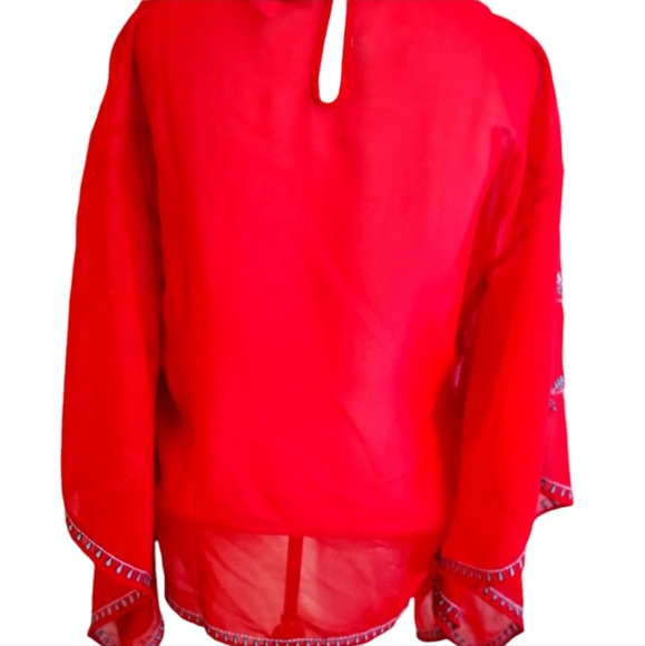 Beautiful Alloy Apparel Red Poncho with Embroidery and Sequins - Picture 5 of 6